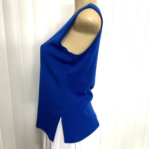 Misook Tank Top Shell Blouse Shirt Sleeveless Scoop Neck Royal Blue Knit… - Picture 3 of 5